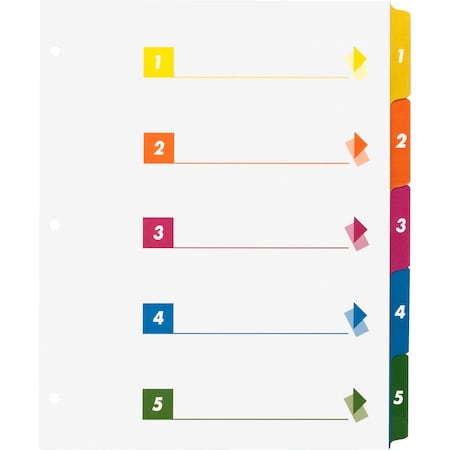 Color Coded Table Of Contents/Tabs Index Dividers 5, PK24